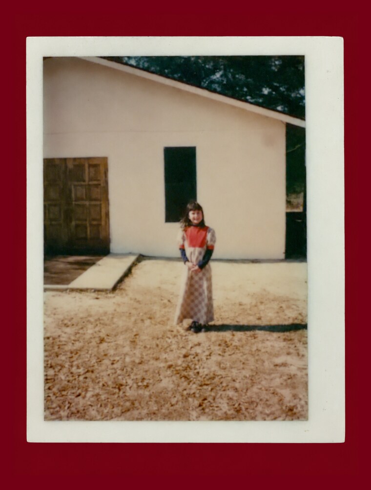 Young Sheila standing outside the Day Church of God in Day, Florida