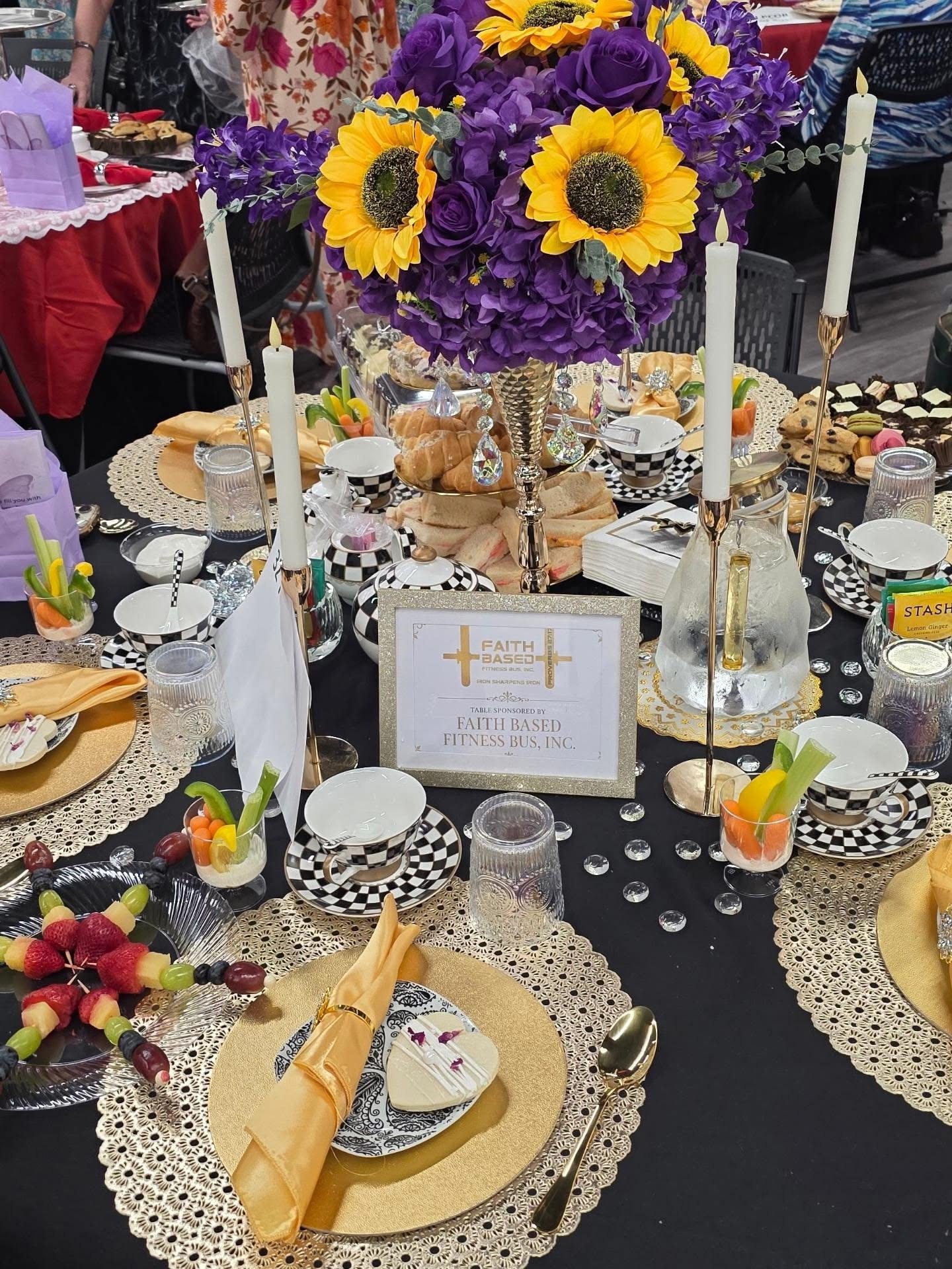 Faith Based Fitness Bus sponsored table at the Hope for Her Panty Tea Party
